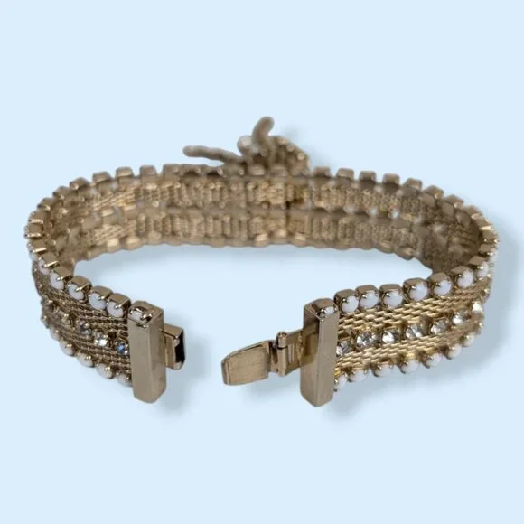 Vintage 3pc Rhinestone & White Plastic Parure - Picture 12 of 14